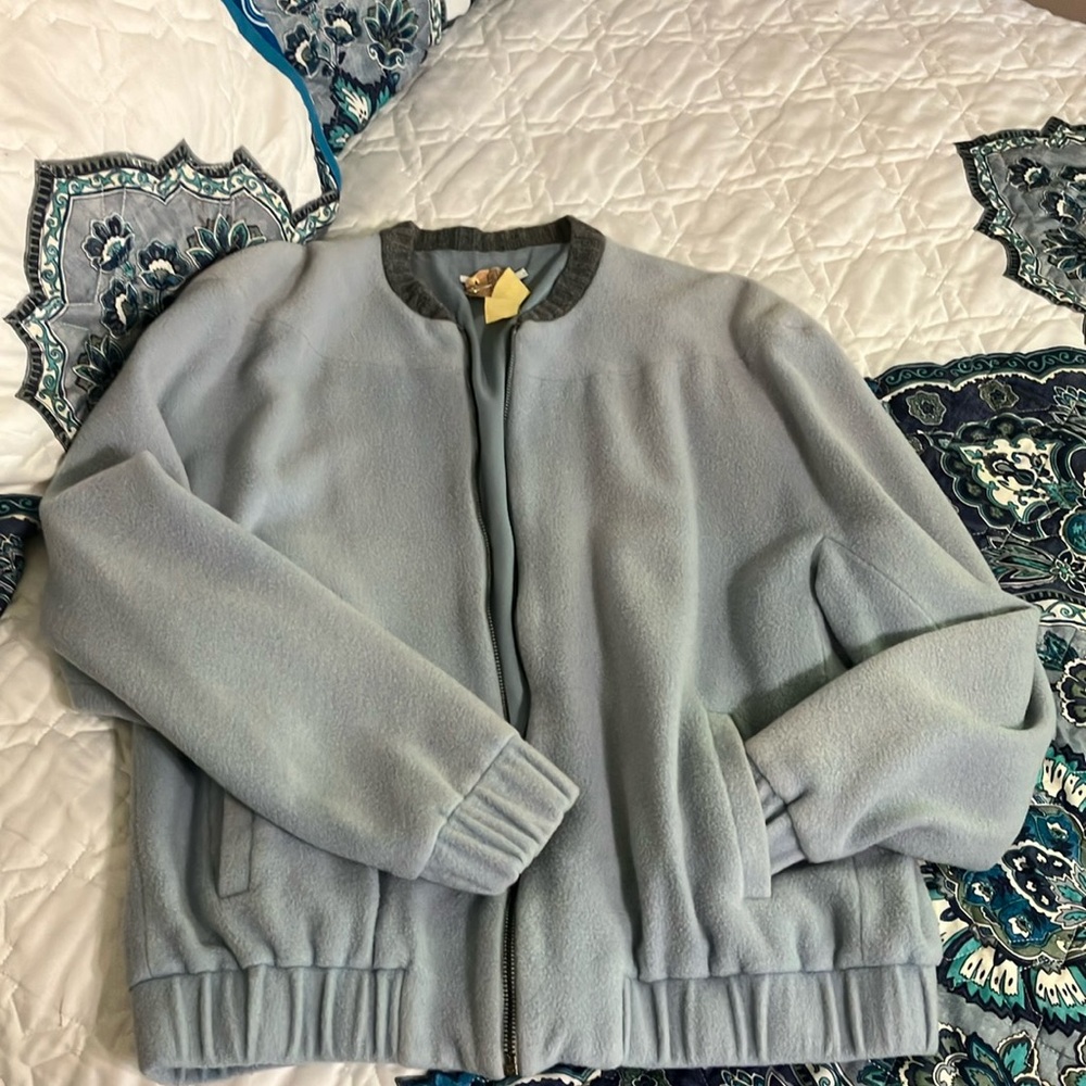 Tahari Light Blue Bomber Jacket